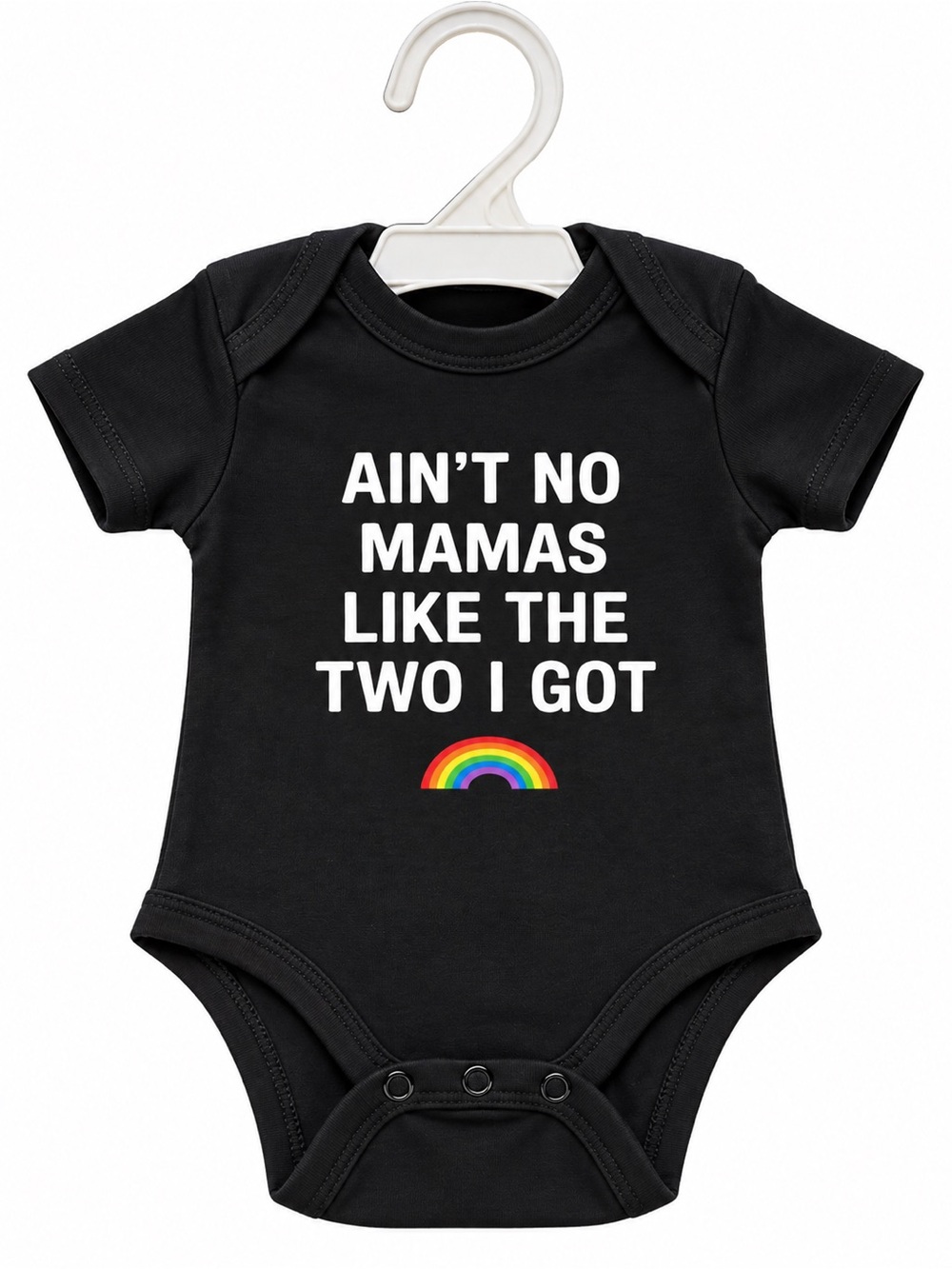 Black Kids One-Piece Bodysuit with Rainbow Graphic
